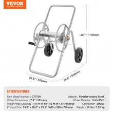 VEVOR Hose Reel Cart, Hold Up to 53.3m of 15.9mm Hose (Hose Not Included), Garden Water Hose Carts Mobile Tools with Wheels, Heavy Duty Powder-coated Steel Outdoor Planting for Garden, Yard, Lawn
