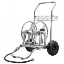 VEVOR Water Hose Reel Cart, 6096/9144 cm High-Pressure Garden Hose Cart, Hoses Reel Carts with Two Wheels, Handle & Heavy-Duty Mesh Storage Basket, Dual-Purpose Portable Hoses Reels for Garden, Car