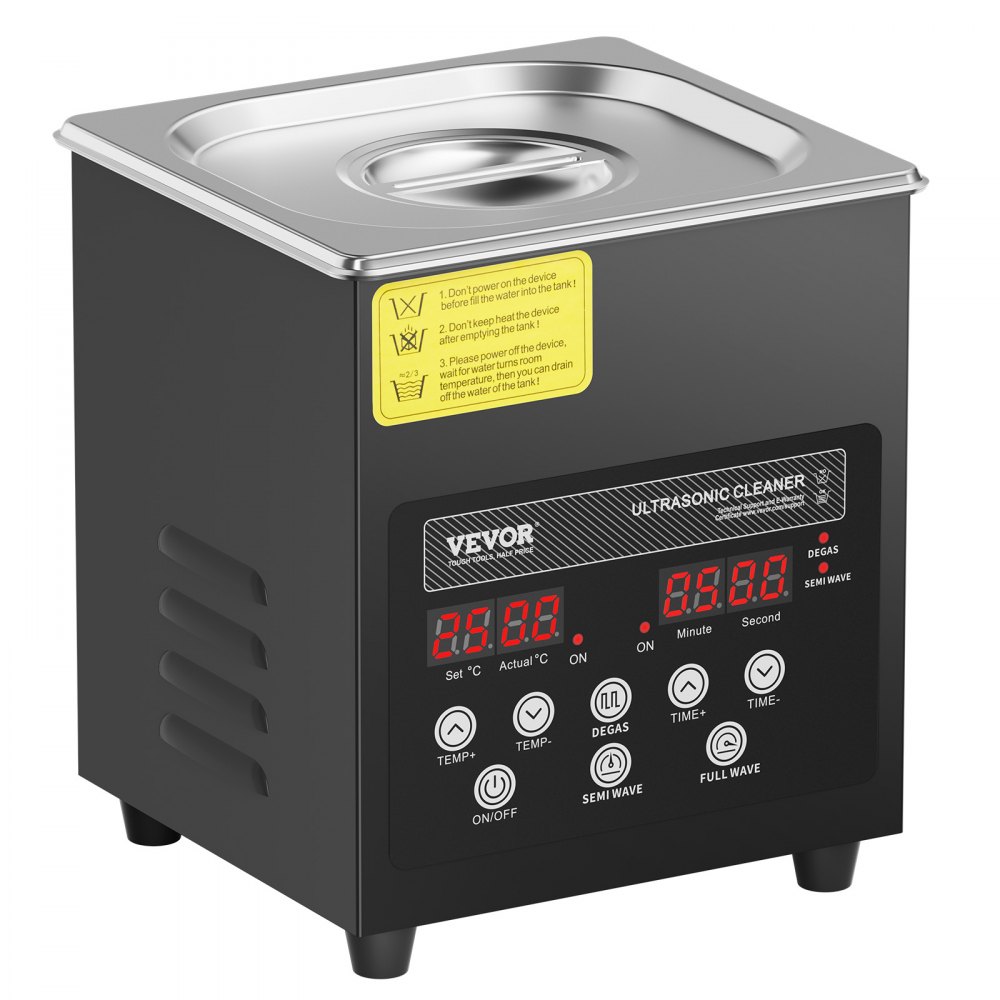VEVOR 2L Ultrasonic Cleaner, 60W Digital Ultrasonic Cleaning Machine with Upgraded Degassing and Gentle Mode, 40kHz Ultrasound Cleaner Machine with Timer and Heater for Jewelry Glasses Tools Retainer