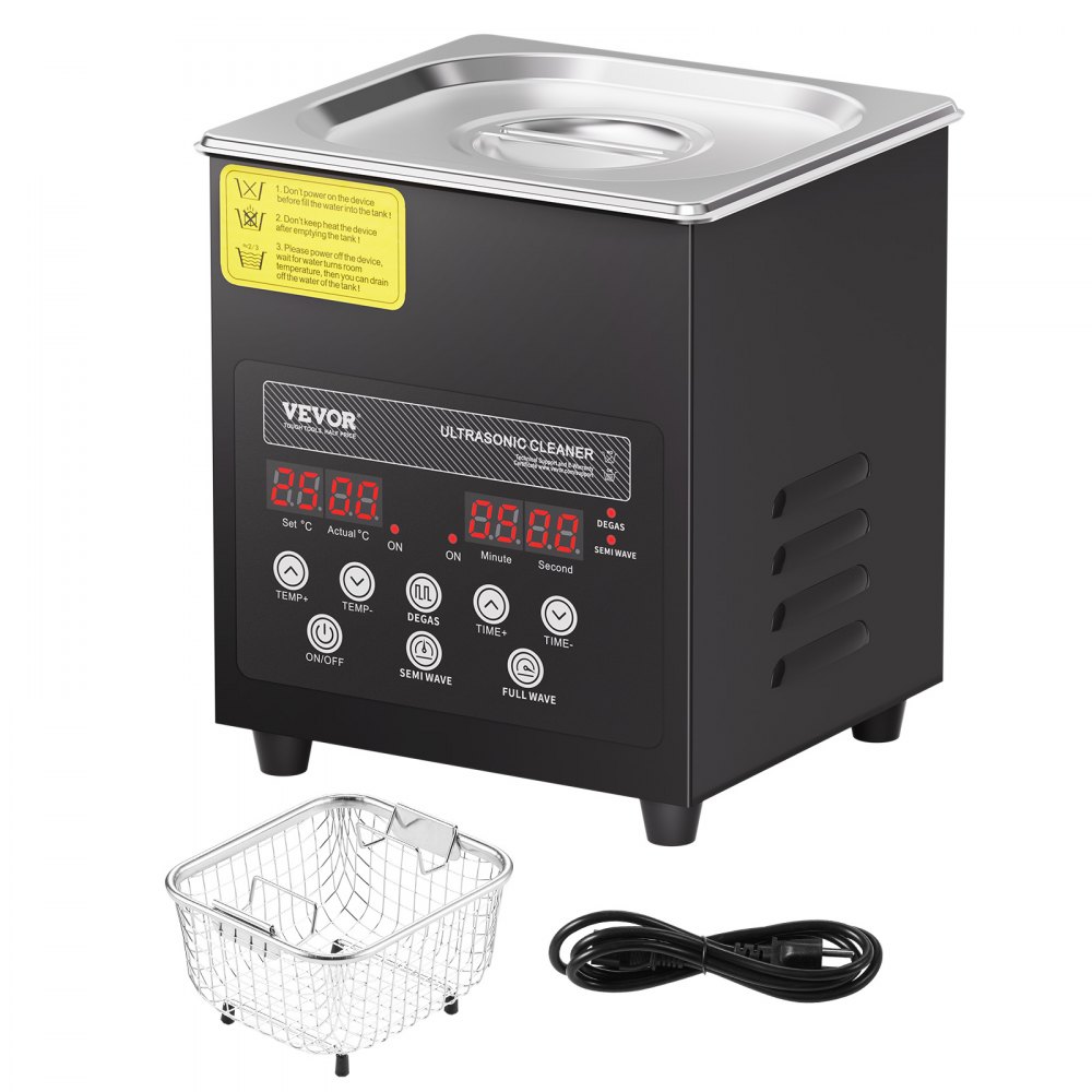 VEVOR 2L Ultrasonic Cleaner, 60W Digital Ultrasonic Cleaning Machine with Upgraded Degassing and Gentle Mode, 40kHz Ultrasound Cleaner Machine with Timer and Heater for Jewelry Glasses Tools Retainer