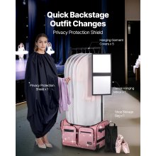 23 Inch Dance Bag with Garment Rack Rolling Duffle with Wheels for Travel Pink