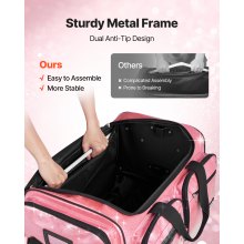 23 Inch Dance Bag with Garment Rack Rolling Duffle with Wheels for Travel Pink