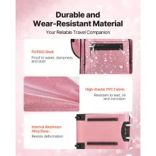 23 Inch Dance Bag with Garment Rack Rolling Duffle with Wheels for Travel Pink