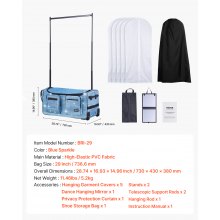 29 Inch Dance Bag with Garment Rack Rolling Duffle with Wheels for Travel Blue