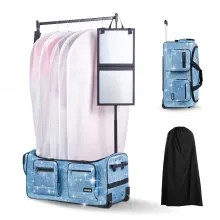 29 Inch Dance Bag with Garment Rack Rolling Duffle with Wheels for Travel Blue