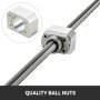 VEVOR Ball Screw SFE1616-1000mm Anti-backlash Ballscrew 6.35mmx10mm Coupler with End Machine Ballscrew Kit with Set BK/BF 12 and Screw & Ball Nuts Housing for CNC Grinding Machine
