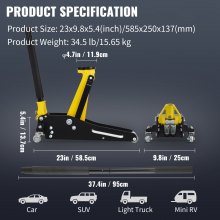 VEVOR Floor Jack, 1.5 Ton Low Profile Floor Jack, Aluminum And Steel Racing Floor Jack With Dual Pistons Quick Lift Pump, Floor Jack Lifting Range 80 mm-365 mm