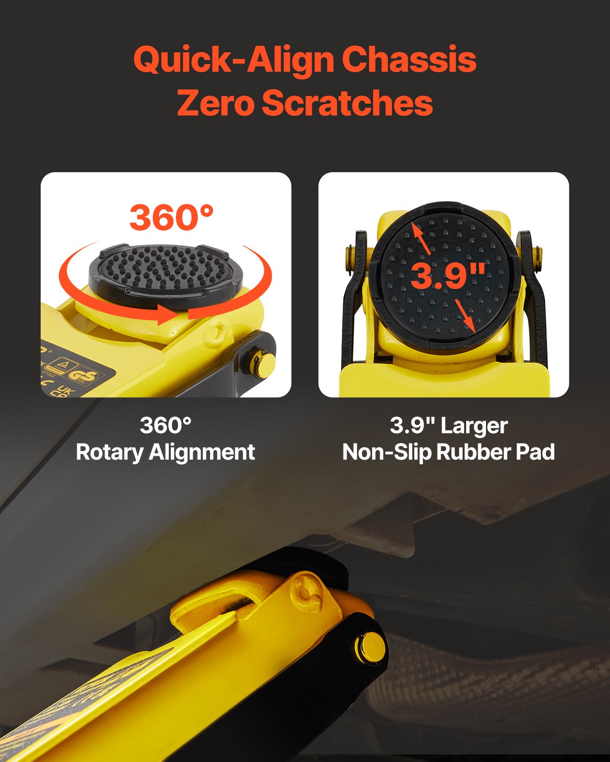 VEVOR Floor Jack, 1.5 Ton Low Profile Floor Jack, Aluminum And Steel Racing Floor Jack With Dual Pistons Quick Lift Pump, Floor Jack Lifting Range 80 mm-365 mm