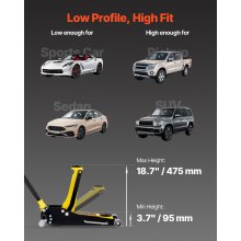 VEVOR Floor Jack, 2.5 Ton Low Profile Floor Jack, Aluminum And Steel Racing Floor Jack with Dual Pistons Quick Lift Pump, Floor Jack Lifting Range 95 mm-475 mm