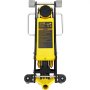 VEVOR racing floor jack, yellow and black, 3-ton capacity, with warning label and metal handles.