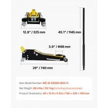 VEVOR Floor Jack, 3 Ton Low Profile Floor Jack, Aluminum And Steel Racing Floor Jack With Dual Pistons Quick Lift Pump, Floor Jack Lifting Range 90 mm-500 mm