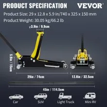 VEVOR 3 Ton Low Profile Aluminum Steel Racing Floor Jack Dual Pump Lift Car Auto