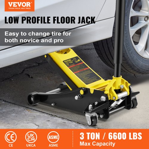 VEVOR Floor Jack, 3 Ton Low Profile Floor Jack, Heavy-duty Steel Racing Floor Jack With Dual Piston Quick Lift Pump, Floor Jack Lifting Range 85 mm-500 mm