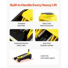 VEVOR Floor Jack, 3 Ton Low Profile Floor Jack, Heavy-duty Steel Racing Floor Jack with Single Piston Quick Lift Pump, Floor Jack Lifting Range 5.12"-20"