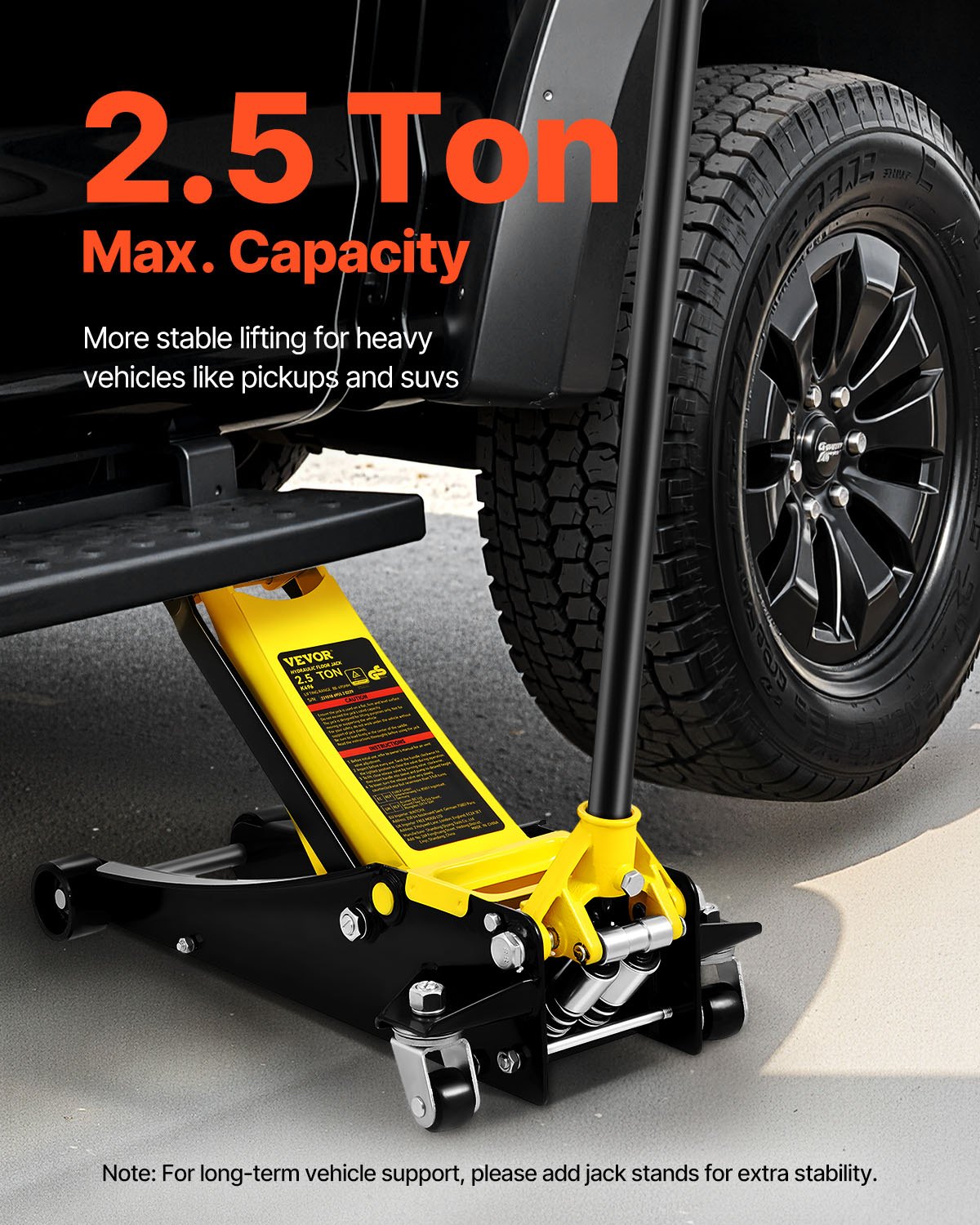 VEVOR Floor Jack, 2.5 Ton Low Profile Floor Jack, Heavy-duty Steel Racing Floor Jack with Dual Pistons Quick Lift Pump, Floor Jack Lifting Range 3.64"-19.49"