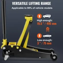 VEVOR Low Profile Floor Jack 3 Ton Heavy Duty Steel Dual Piston Rapid Pump