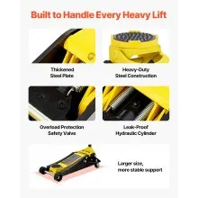 VEVOR Floor Jack, 3 Ton Low Profile Floor Jack, Heavy-duty Steel Racing Floor Jack with Dual Pistons Quick Lift Pump, Floor Jack Lifting Range 3.35"-19.69"