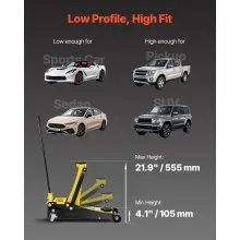 VEVOR Floor Jack, 4 Ton Low Profile Floor Jack, Heavy-duty Steel Racing Floor Jack with Dual Pistons Quick Lift Pump, Floor Jack Lifting Range 3.35"-19.69"
