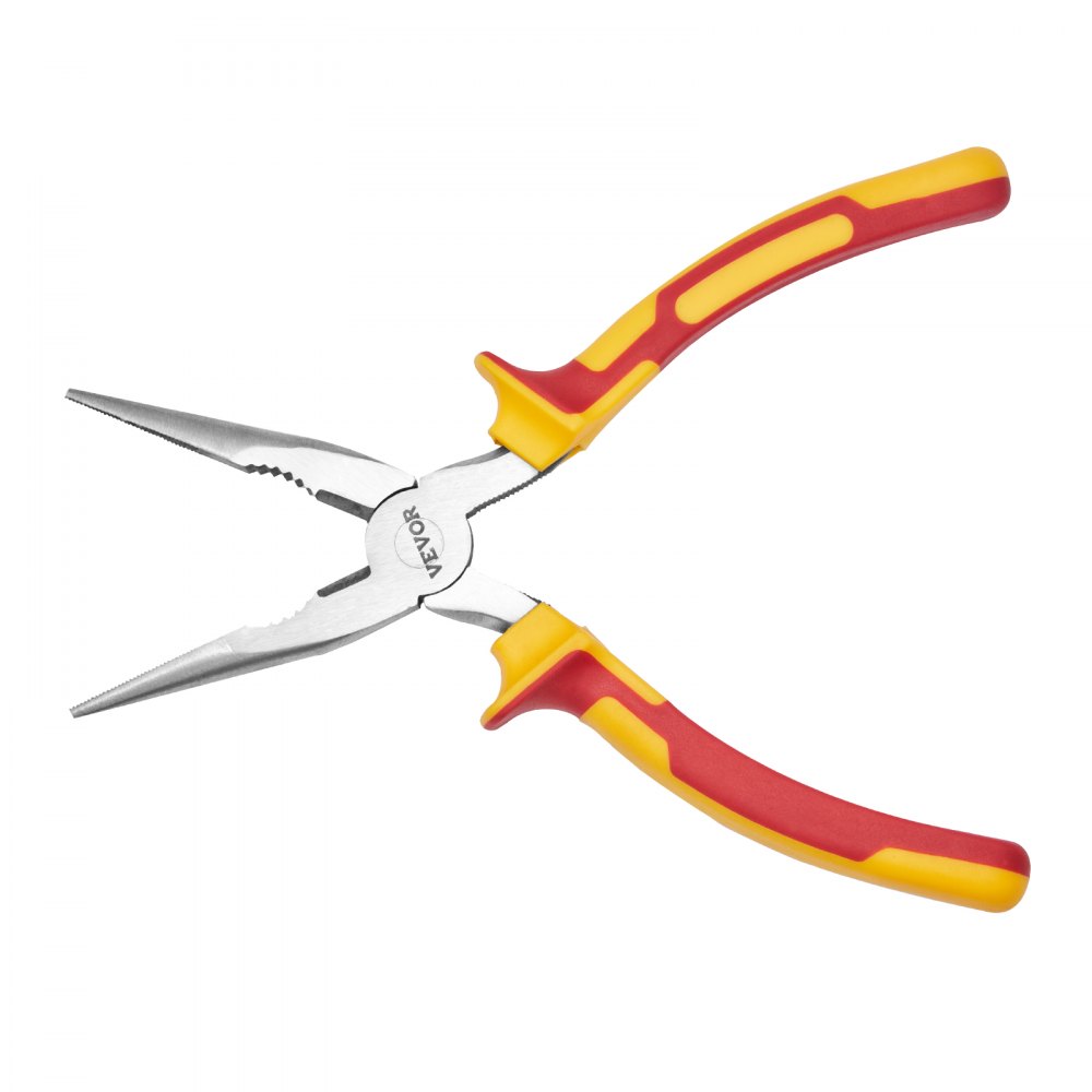 VEVOR 2-Piece Needle Nose Pliers, 8 in Long Needle Nose Plier and 6 in Small Needle Nose Plier, 45 Steel and TPR Handle, for Wire Wrapping, Handmade Craft, Jewelry Making Supplies, Repairing