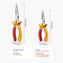 VEVOR 2-Piece Needle Nose Pliers, 8 in Long Needle Nose Plier and 6 in Small Needle Nose Plier, 45 Steel and TPR Handle, for Wire Wrapping, Handmade Craft, Jewelry Making Supplies, Repairing