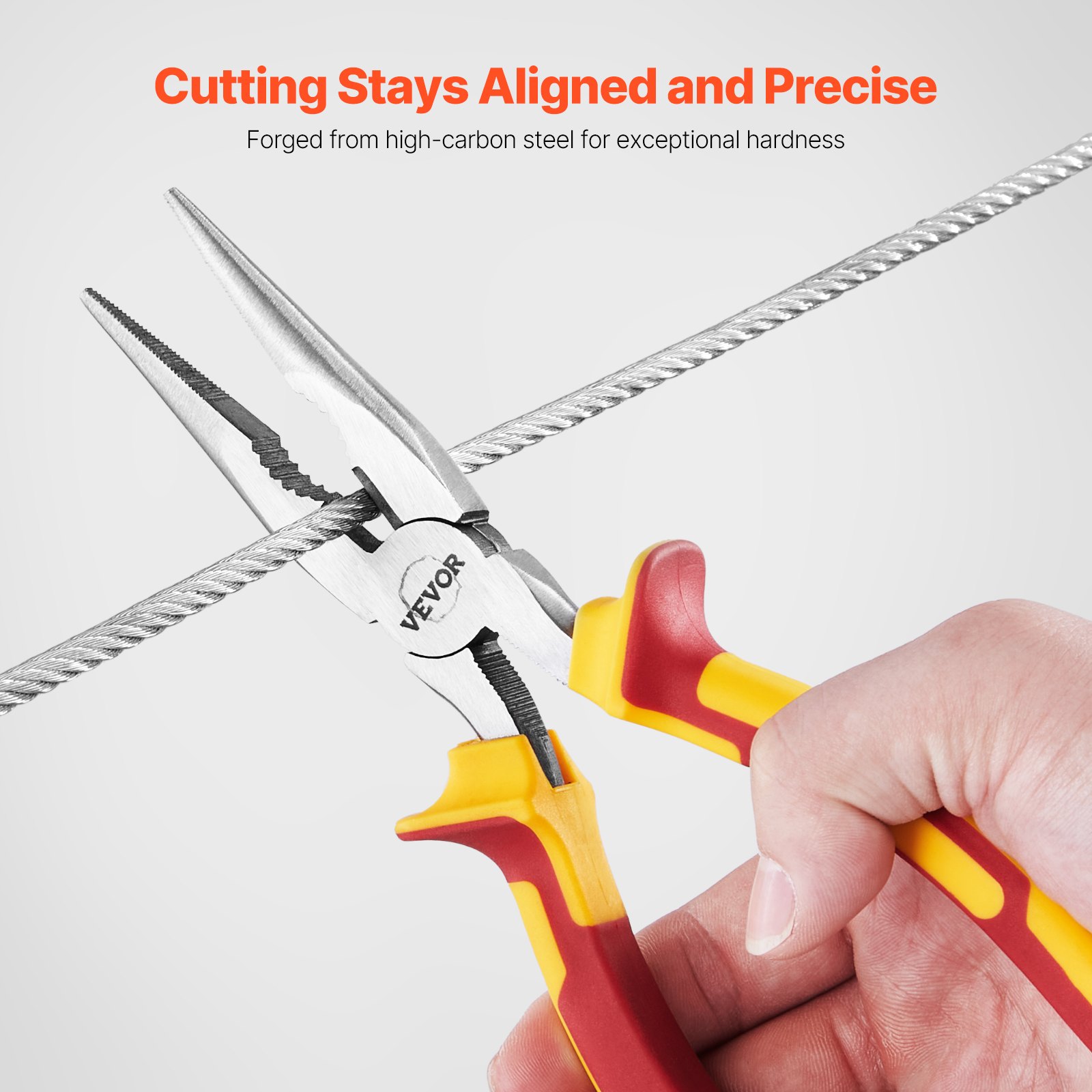 VEVOR 2-Piece Needle Nose Pliers, 8 in Long Needle Nose Plier and 6 in Small Needle Nose Plier, 45 Steel and TPR Handle, for Wire Wrapping, Handmade Craft, Jewelry Making Supplies, Repairing