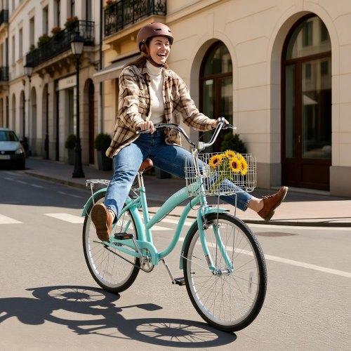 adult womens bicycle with basket The Original Lightship Aluminum alloy wheels Vevor Cruiser Bike Women's 26"