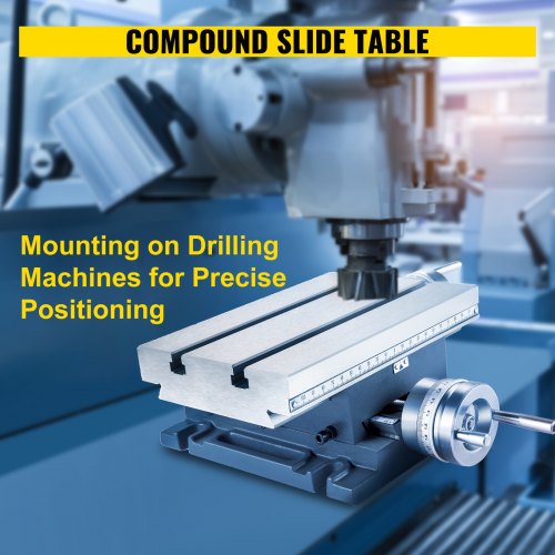 VEVOR Compound Slide Milling Table, 4-7/10" x 4-3/10" Multifunction Milling Bench Drill, Adjustable X 120?mm Y 108 mm Axis Milling Machine Worktable, Compound Cross Slide Table for Bench Drill Stand