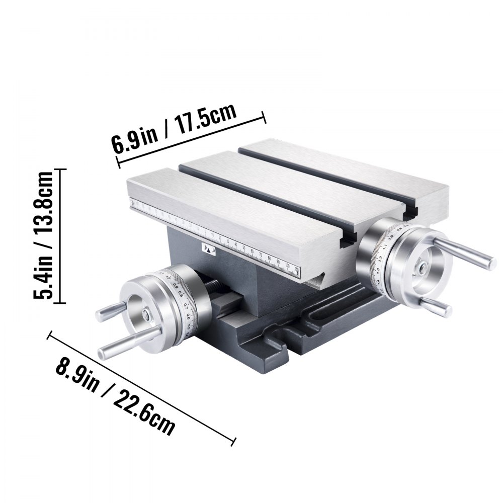 VEVOR Compound Slide Milling Table, 4-7/10" x 4-3/10" Multifunction Milling Bench Drill, Adjustable X 120?mm Y 108 mm Axis Milling Machine Worktable, Compound Cross Slide Table for Bench Drill Stand