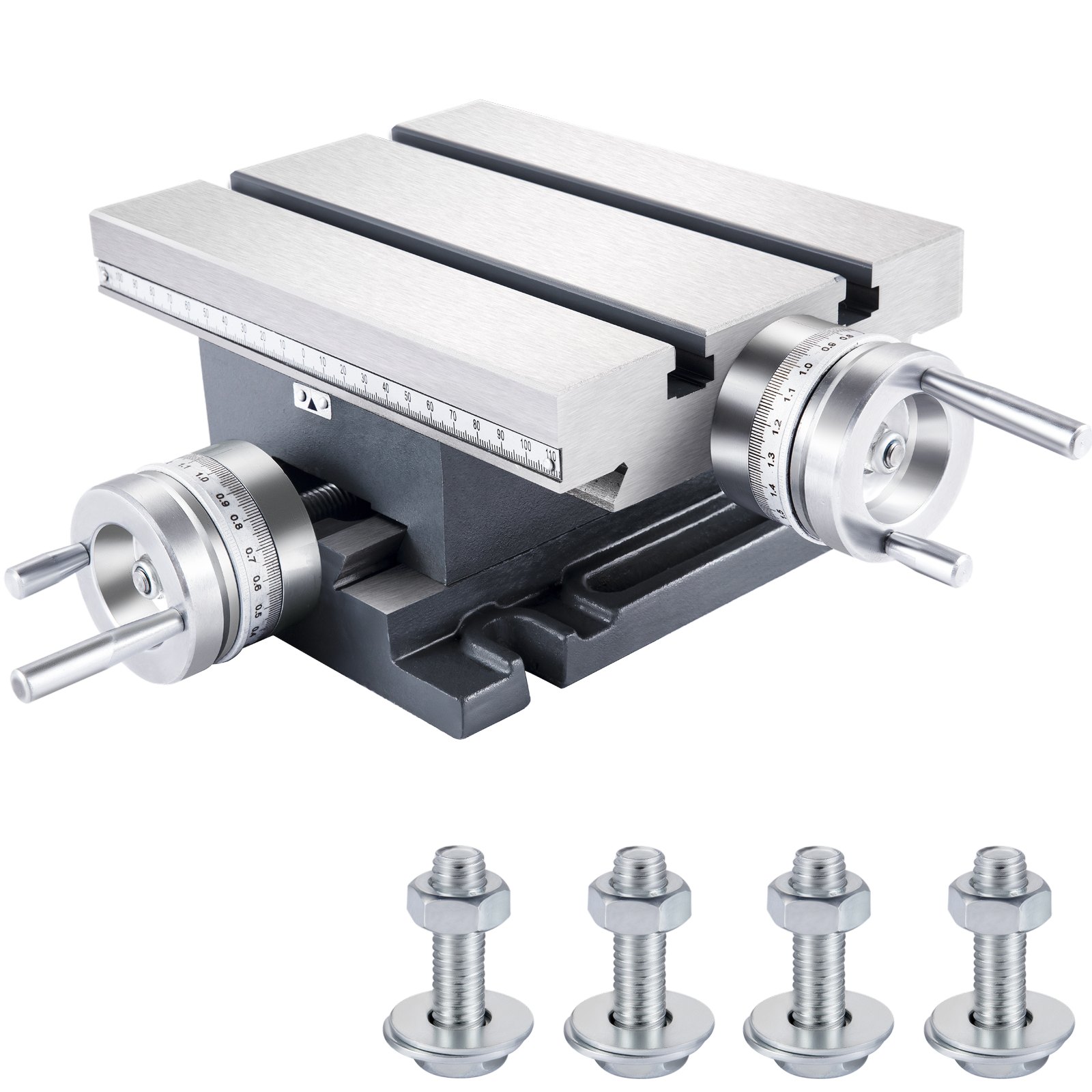 VEVOR Compound Slide Milling Table, 4-7/10" x 4-3/10" Multifunction Milling Bench Drill, Adjustable X 120?mm Y 108 mm Axis Milling Machine Worktable, Compound Cross Slide Table for Bench Drill Stand