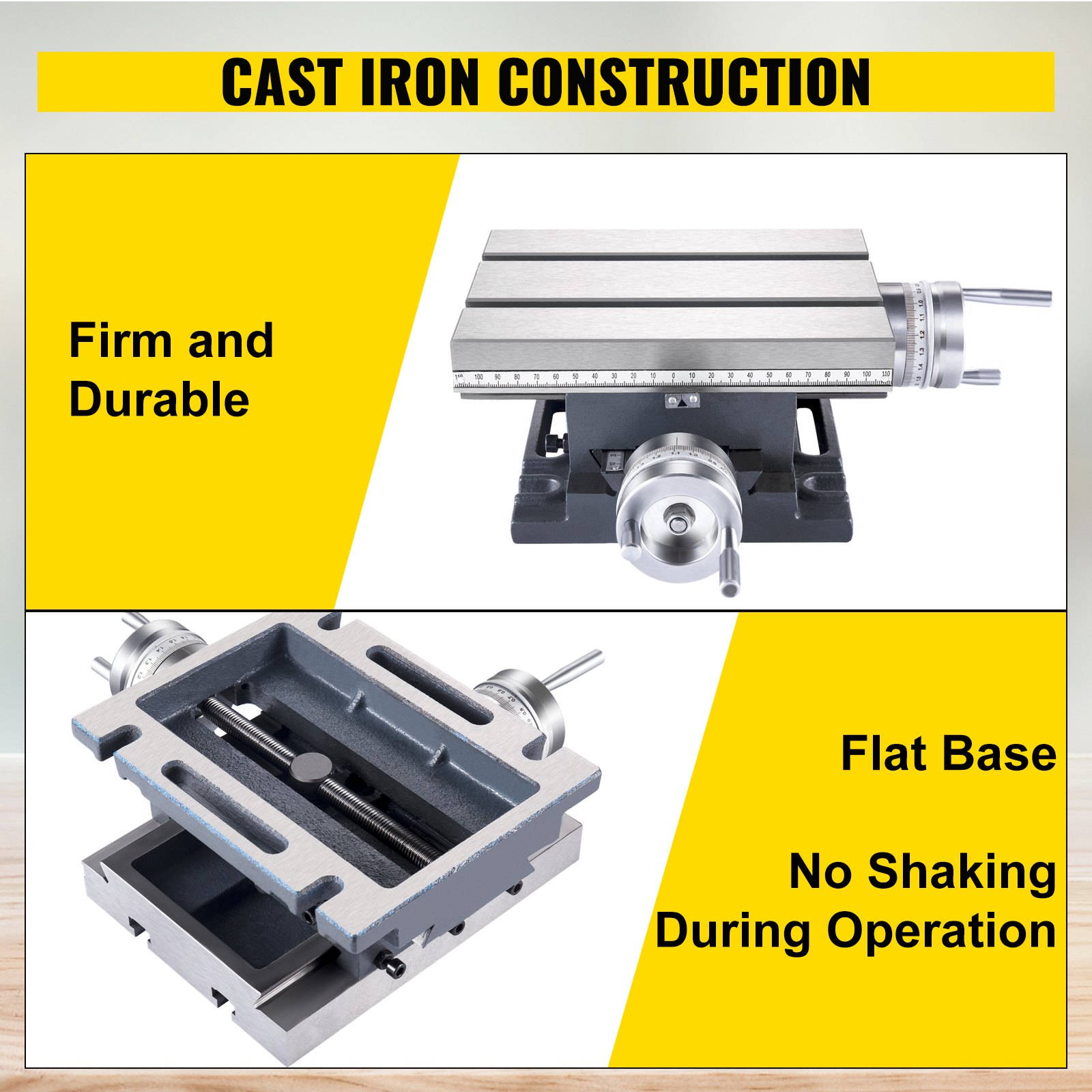 VEVOR Compound Slide Milling Table, 4-7/10" x 4-3/10" Multifunction Milling Bench Drill, Adjustable X 120?mm Y 108 mm Axis Milling Machine Worktable, Compound Cross Slide Table for Bench Drill Stand