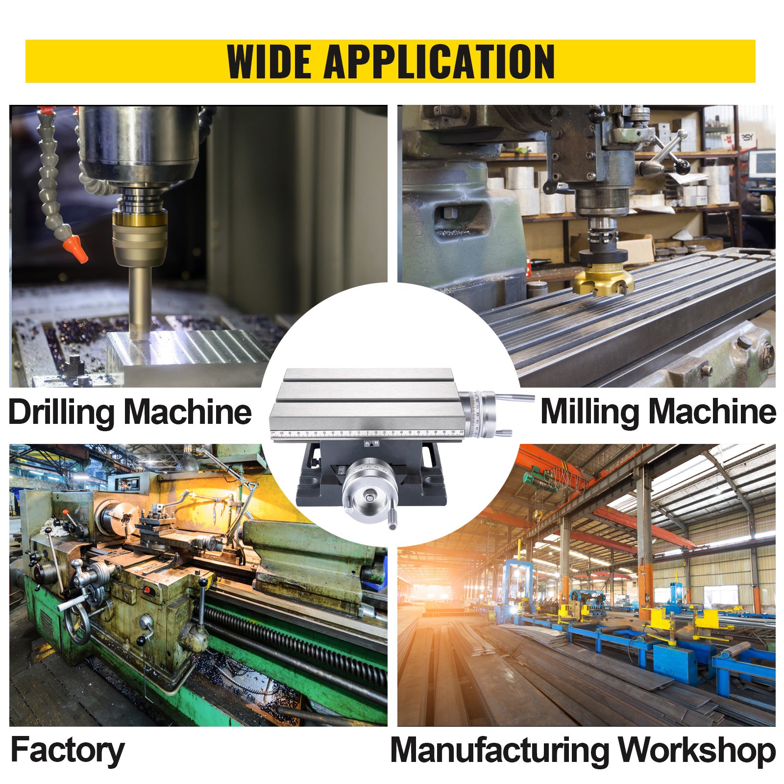 VEVOR Compound Slide Milling Table, 4-7/10" x 4-3/10" Multifunction Milling Bench Drill, Adjustable X 120?mm Y 108 mm Axis Milling Machine Worktable, Compound Cross Slide Table for Bench Drill Stand