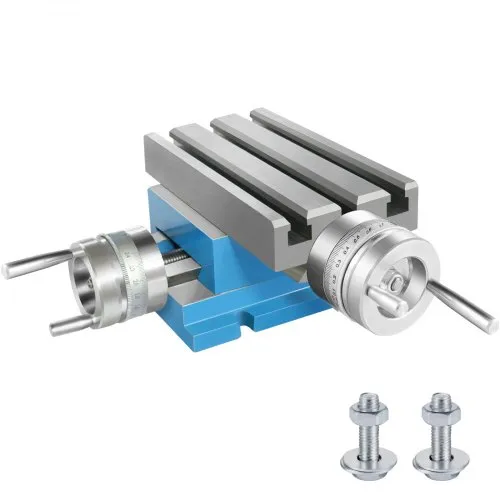 VEVOR Compound Slide Milling Table, 4-7/10" x 4-3/10" Multifunction Milling Bench Drill, Adjustable X 120?mm Y 108 mm Axis Milling Machine Worktable, Compound Cross Slide Table for Bench Drill Stand