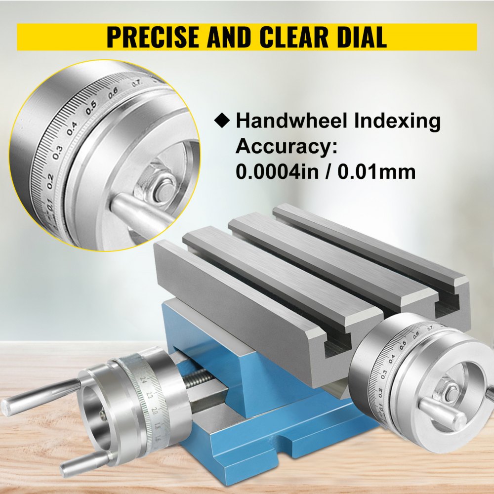VEVOR Compound Slide Milling Table, 4-7/10" x 4-3/10" Multifunction Milling Bench Drill, Adjustable X 120?mm Y 108 mm Axis Milling Machine Worktable, Compound Cross Slide Table for Bench Drill Stand