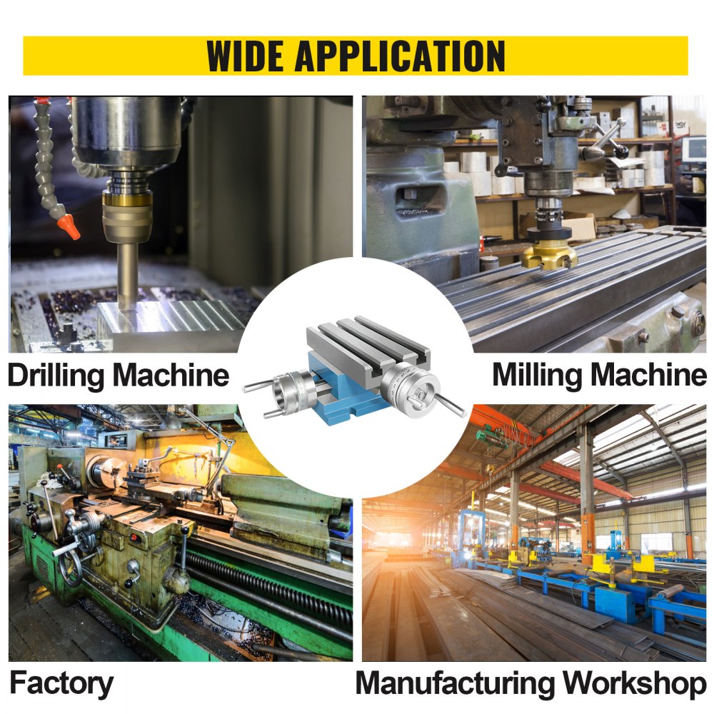 VEVOR Compound Slide Milling Table, 4-7/10" x 4-3/10" Multifunction Milling Bench Drill, Adjustable X 120?mm Y 108 mm Axis Milling Machine Worktable, Compound Cross Slide Table for Bench Drill Stand