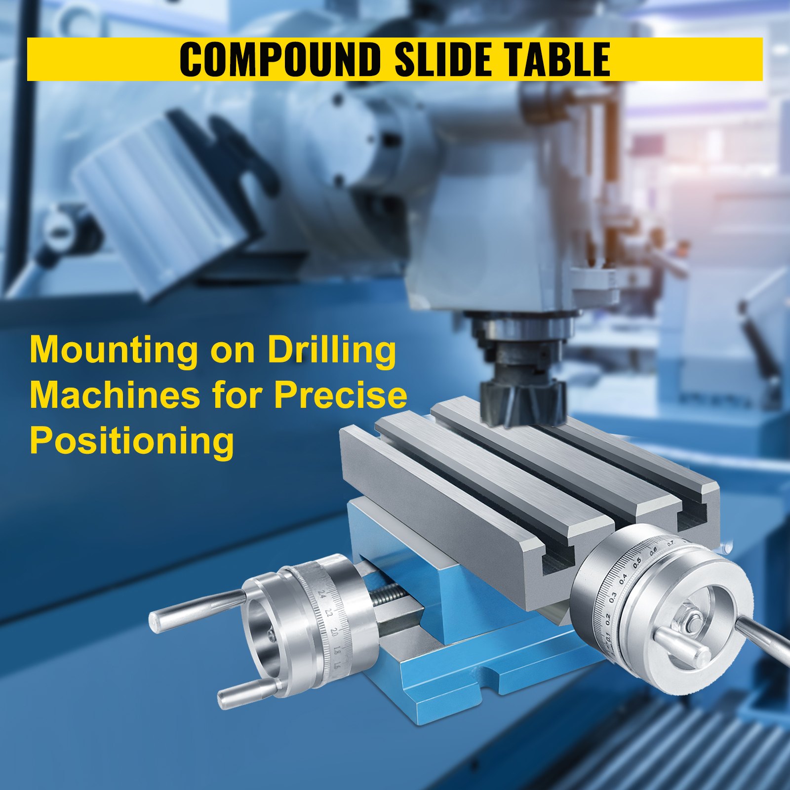 VEVOR Compound Slide Milling Table, 4-7/10" x 4-3/10" Multifunction Milling Bench Drill, Adjustable X 120 mm Y 108 mm Axis Milling Machine Worktable, Compound Cross Slide Table for Bench Drill Stand