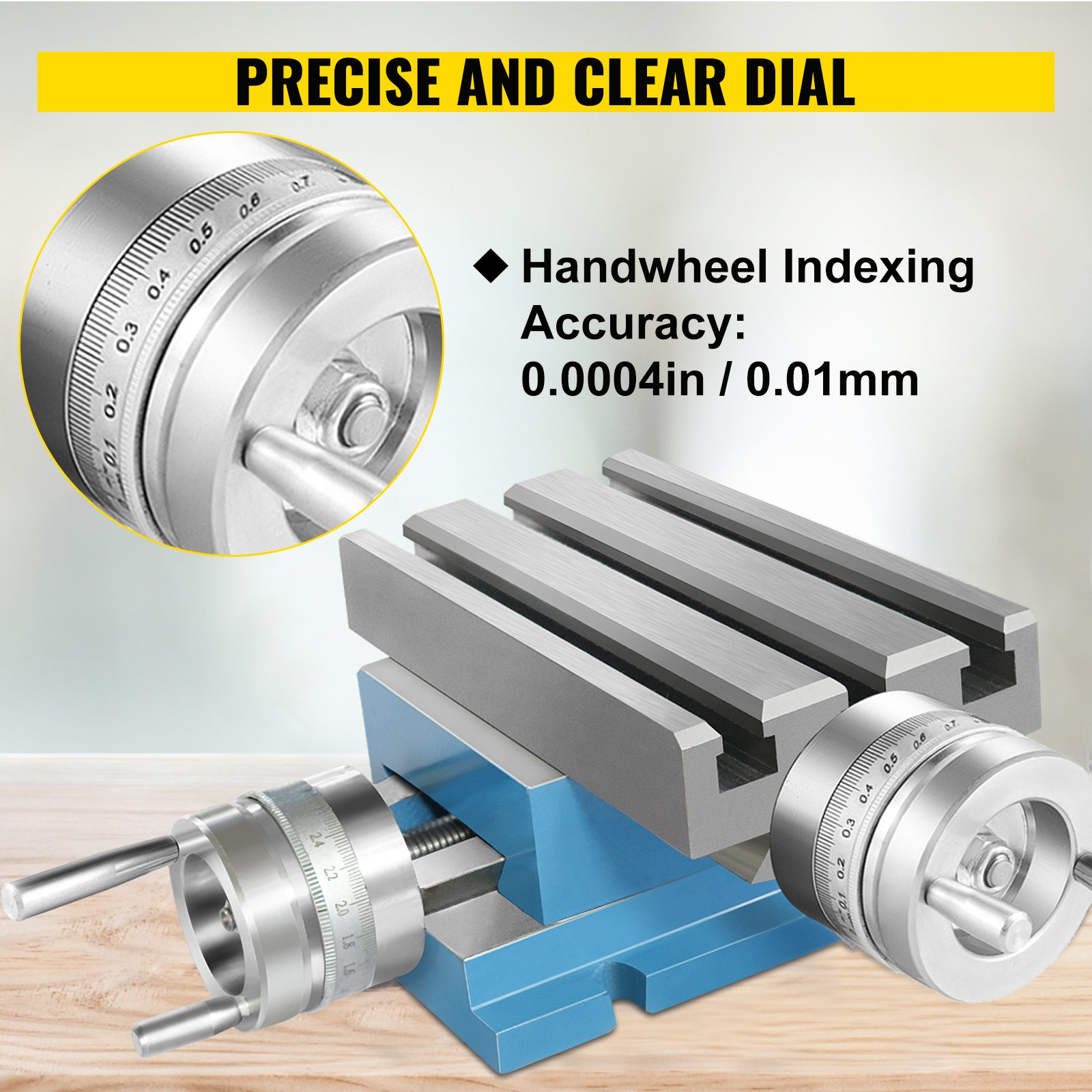 VEVOR Compound Slide Milling Table, 4-7/10" x 4-3/10" Multifunction Milling Bench Drill, Adjustable X 120 mm Y 108 mm Axis Milling Machine Worktable, Compound Cross Slide Table for Bench Drill Stand
