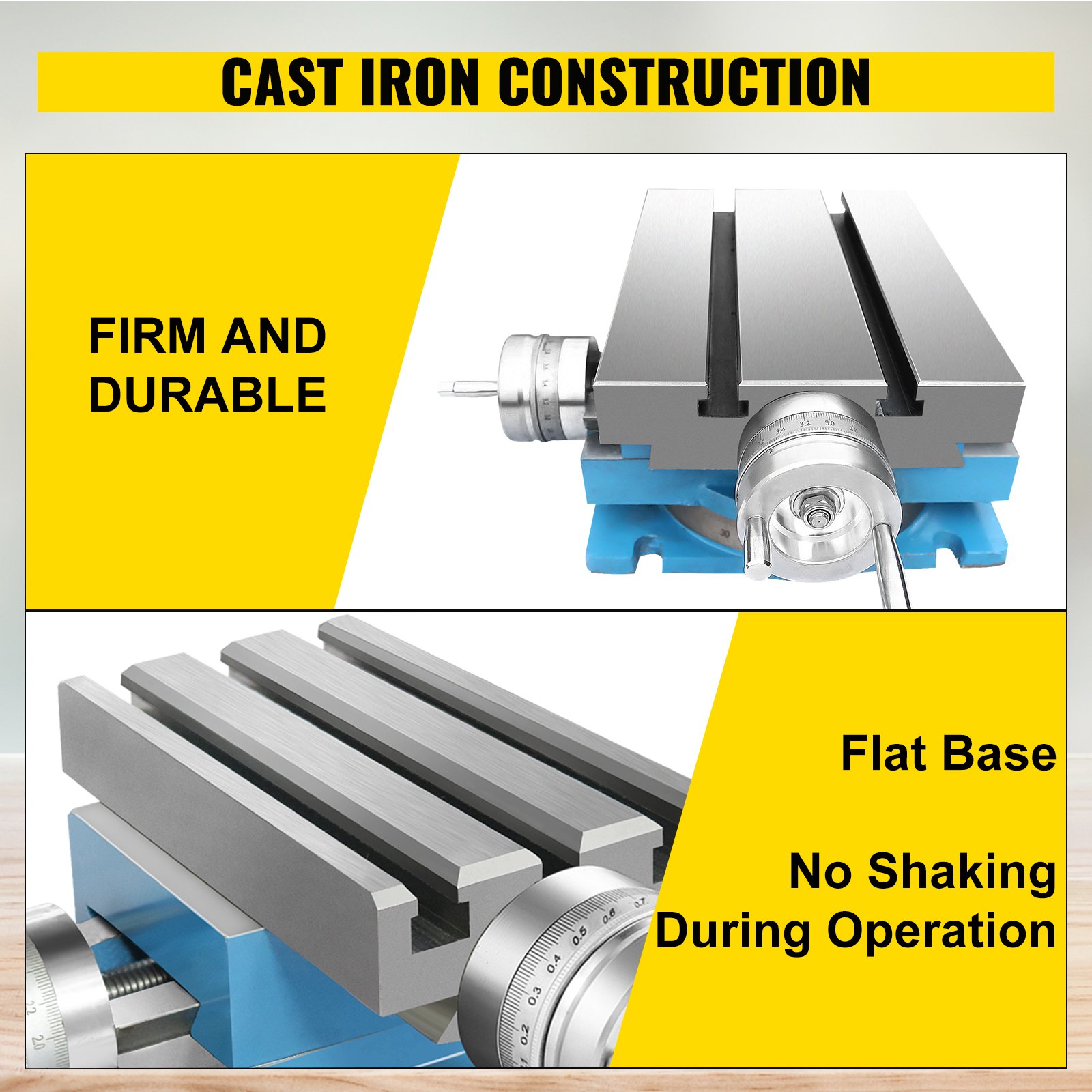 VEVOR Compound Slide Milling Table, 4-7/10" x 4-3/10" Multifunction Milling Bench Drill, Adjustable X 120 mm Y 108 mm Axis Milling Machine Worktable, Compound Cross Slide Table for Bench Drill Stand
