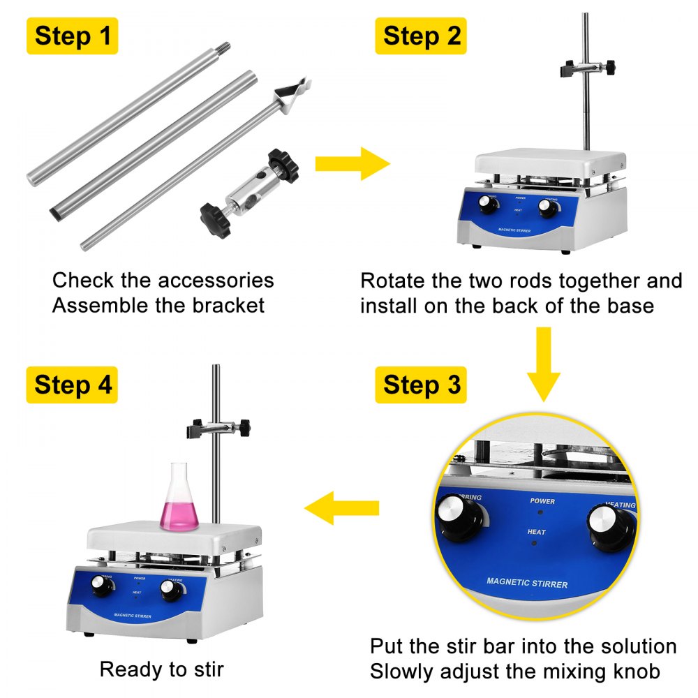 VEVOR Magnetic Stirrer Magnetic Stirrer Plate Magnetic Plate Aluminum Panel Magnetic Stirrer Hot Plate Magnetic Plate with 1 inch Stirr Bar Magnetic Stirrer Mixer (17 * 17)