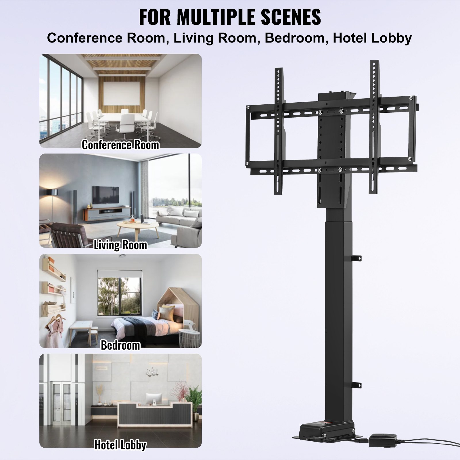 VEVOR Motorized TV Lift with Swivel, Adjustable Height 28.74-68.11 Inch for 32-70 Inch TVs, Remote Controlled, 154 Lbs Capacity, Manual Left/Right Swivel 30°