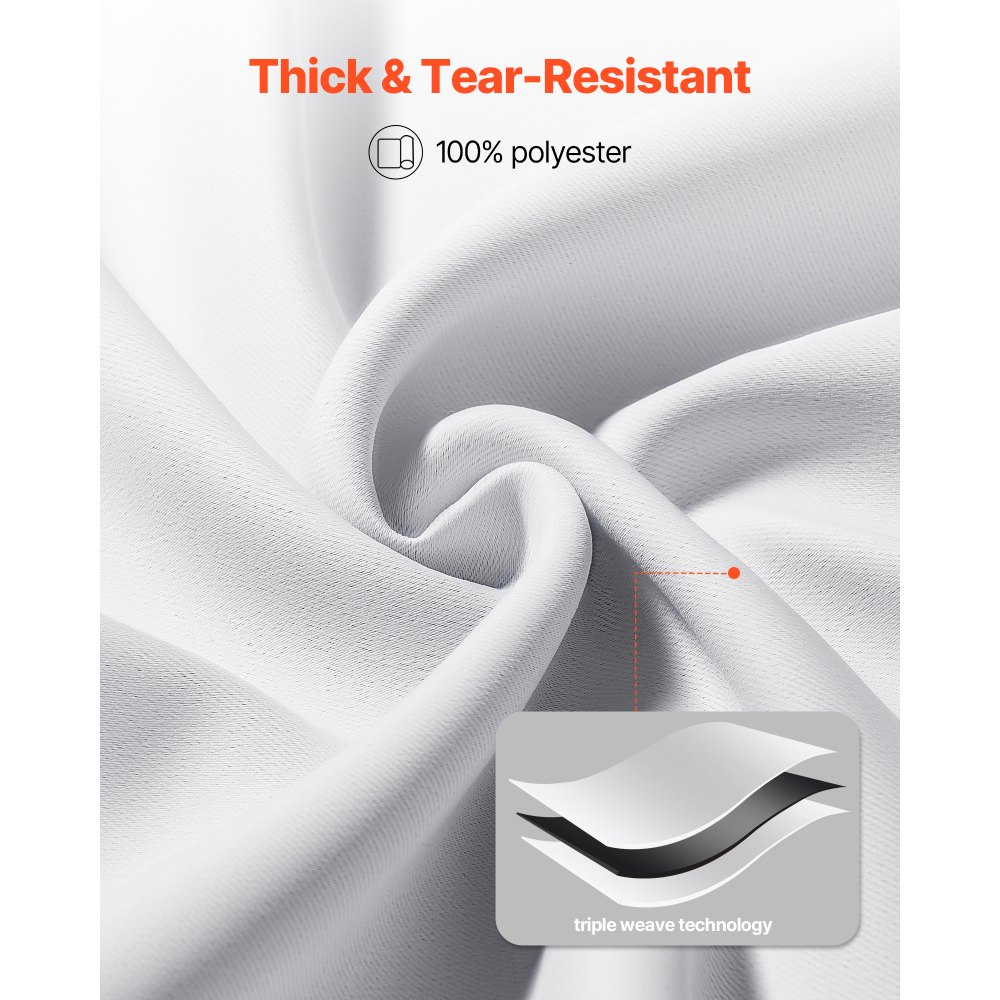 VEVOR Blackout Curtains, White Blocking Drapes for Bedroom and Living Room, 2 Panels Set Grommet Room Darkening Curtain, Solid Thermal Insulated Drapes, Noise Reducing Window Treatments, 52x84 inch