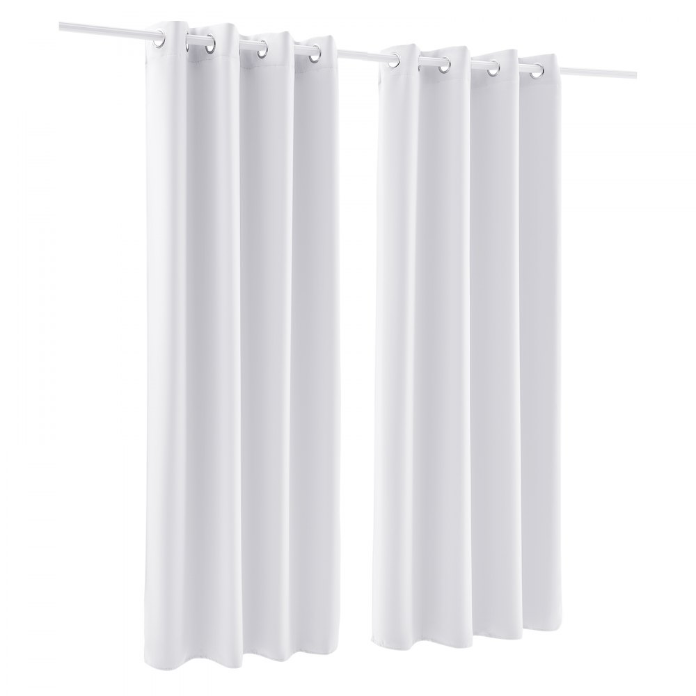 VEVOR Blackout Curtains, White Blocking Drapes for Bedroom and Living Room, 2 Panels Set Grommet Room Darkening Curtain, Solid Thermal Insulated Drapes, Noise Reducing Window Treatments, 52x84 inch