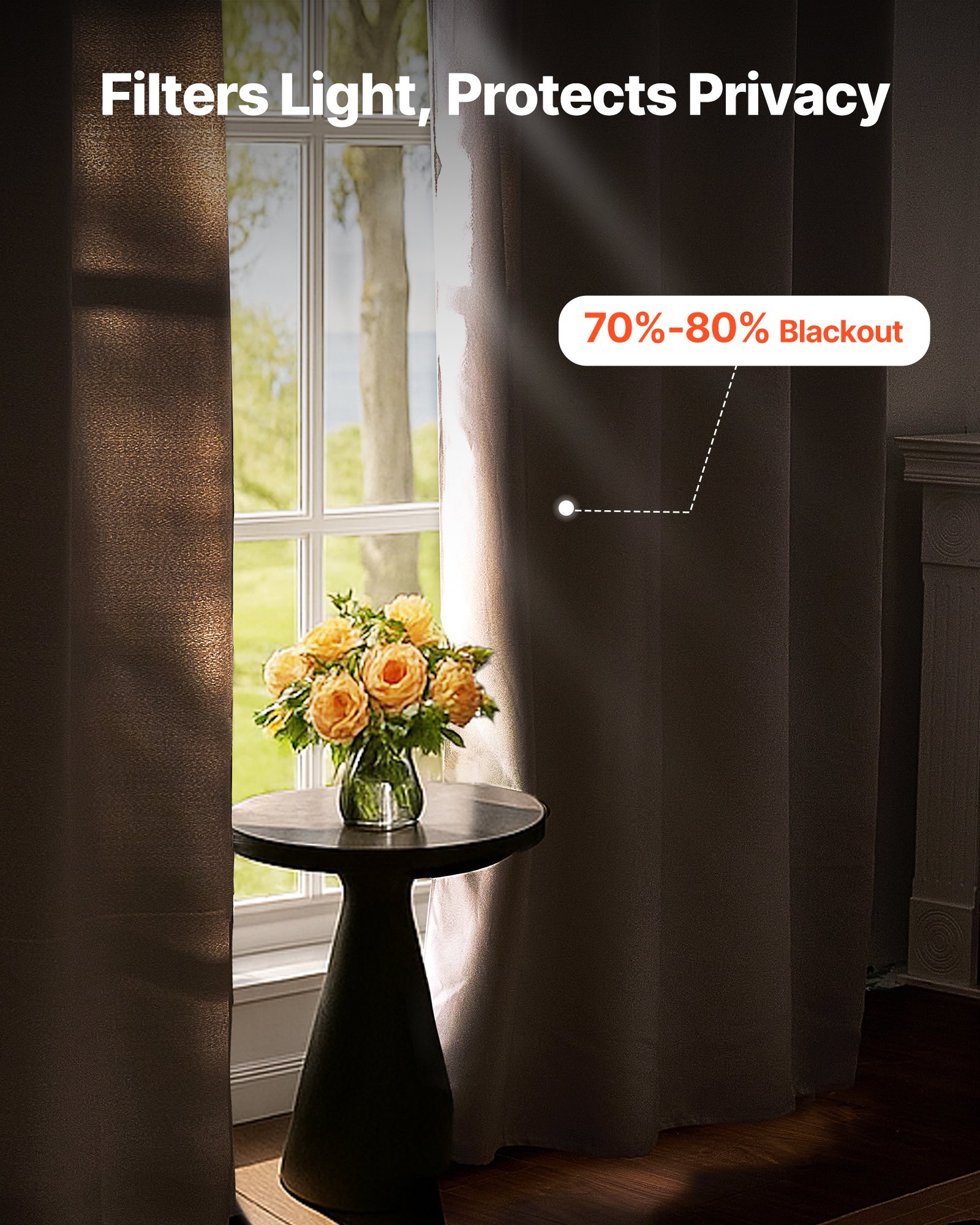 VEVOR Blackout Curtains, White Blocking Drapes for Bedroom and Living Room, 2 Panels Set Grommet Room Darkening Curtain, Solid Thermal Insulated Drapes, Noise Reducing Window Treatments, 52x84 inch
