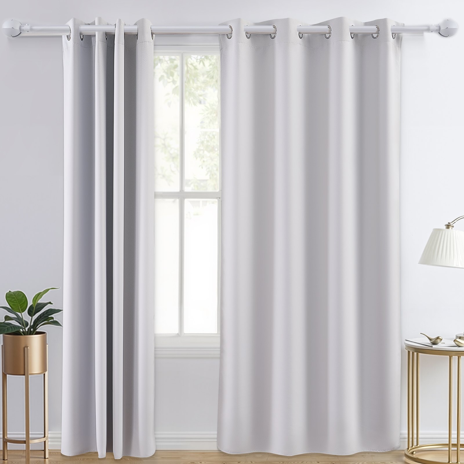VEVOR Blackout Curtains, White Blocking Drapes for Bedroom and Living Room, 2 Panels Set Grommet Room Darkening Curtain, Solid Thermal Insulated Drapes, Noise Reducing Window Treatments, 52x84 inch