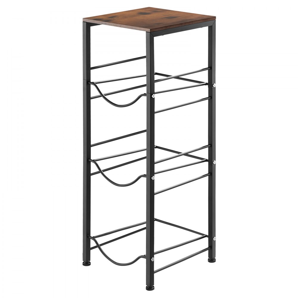 VEVOR Water Jug Holder, 4 Tiers 11 L and 19 L Water Bottle Holder for 3 Bottles, Heavy Duty Jug Rack Organizer with Storage Shelf, Detachable for Kitchen, Office, Living Room, Black and Brown