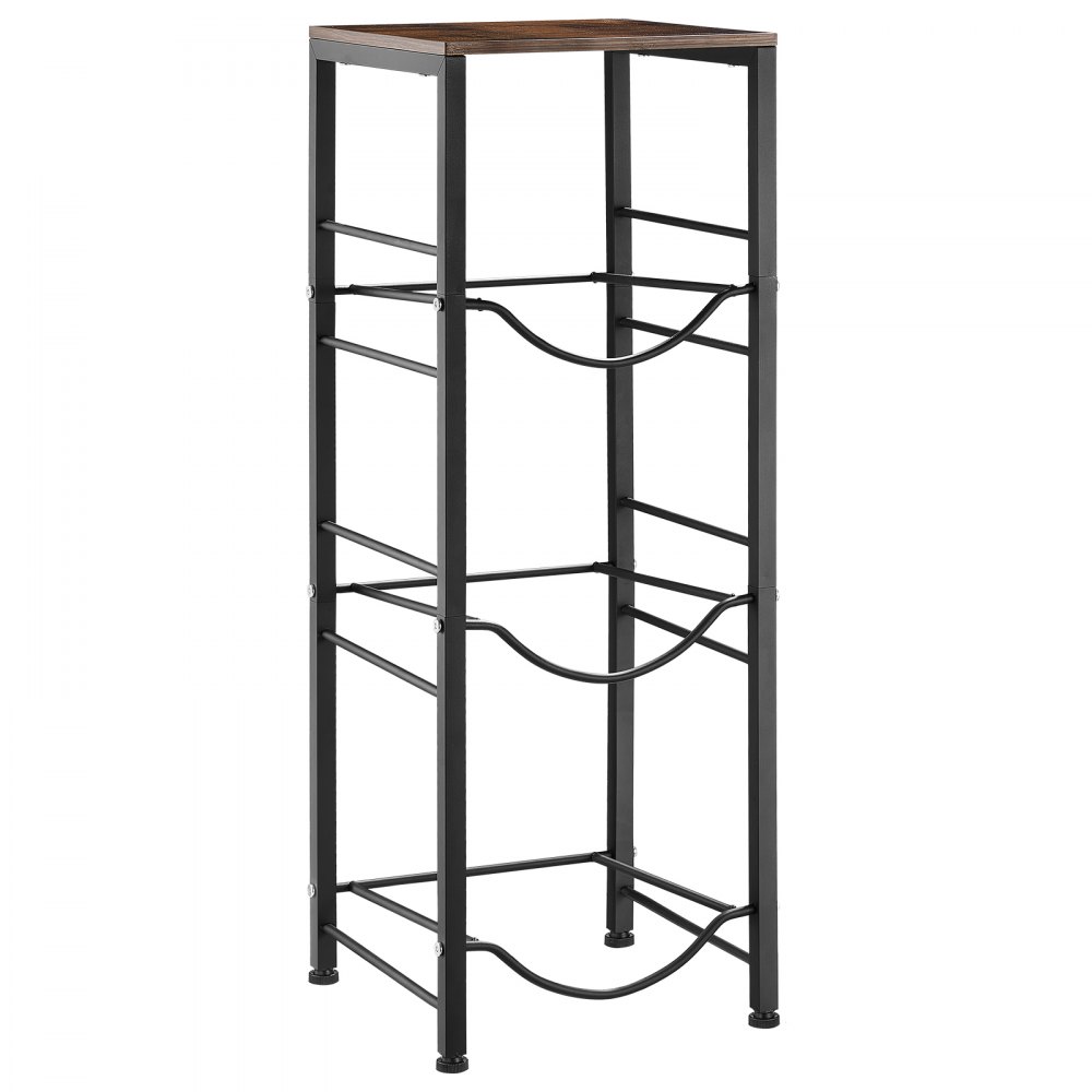 VEVOR Water Jug Holder, 4 Tiers 11 L and 19 L Water Bottle Holder for 3 Bottles, Heavy Duty Jug Rack Organizer with Storage Shelf, Detachable for Kitchen, Office, Living Room, Black and Brown