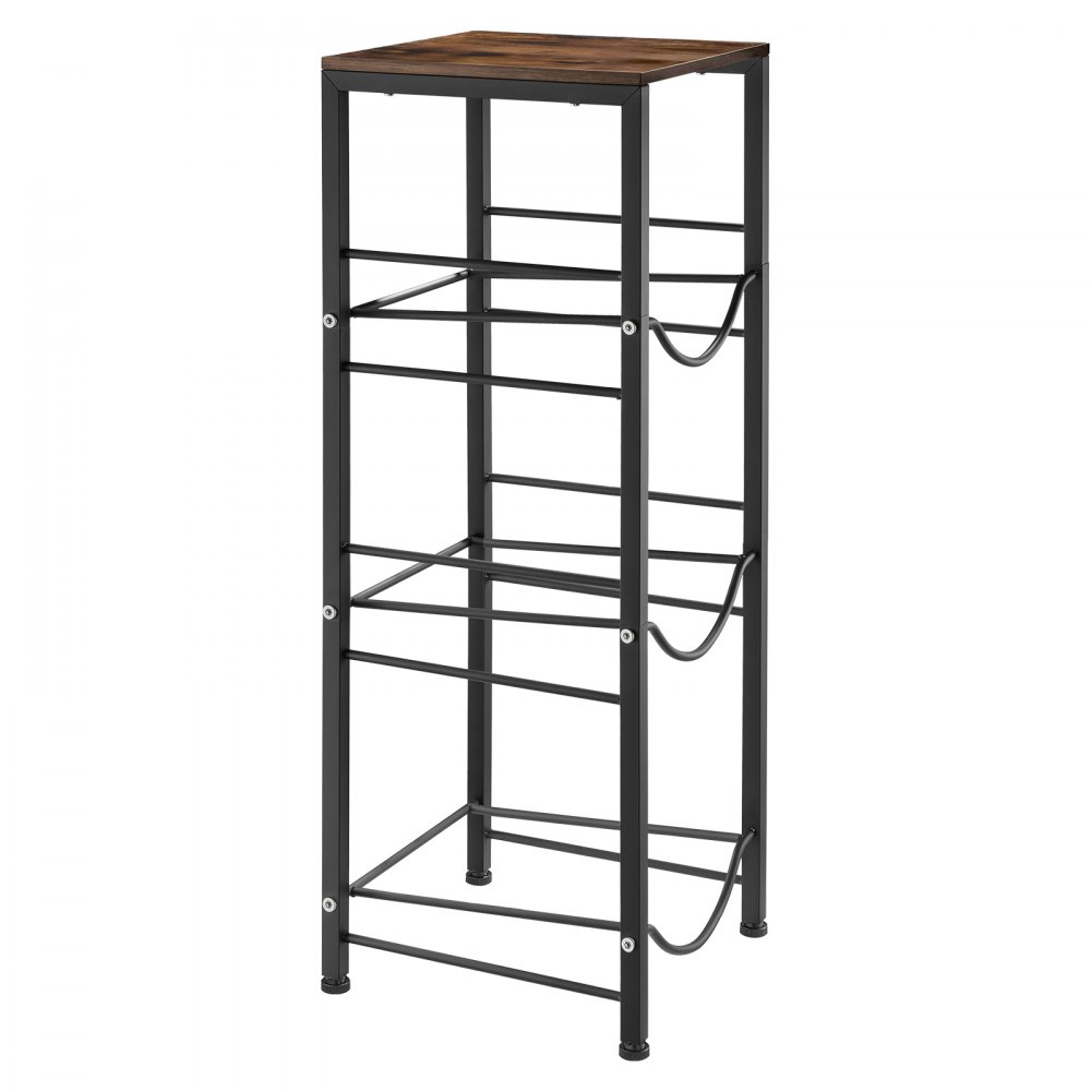 VEVOR Water Jug Holder, 4 Tiers 11 L and 19 L Water Bottle Holder for 3 Bottles, Heavy Duty Jug Rack Organizer with Storage Shelf, Detachable for Kitchen, Office, Living Room, Black and Brown