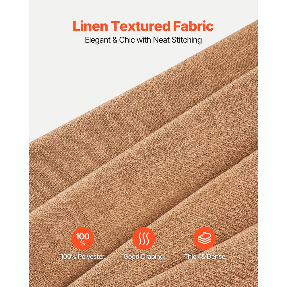 VEVOR Natural Linen Curtains, 52 x 84 inch 2 Panels Set, Grommet Light Filtering Thick Flax Textured Linen Drapes, Privacy Burlap for Living Room, Bedroom, Farmhouse, Sunroom, Office Window Curtain