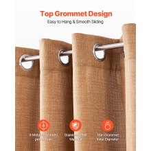 Natural Linen Curtains 52 x 84 inch 2 Panels Set Grommet Light Filtering Thick