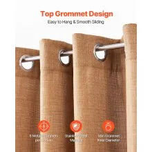 Natural Linen Curtains 52 x 84 inch 2 Panels Set Grommet Light Filtering Thick