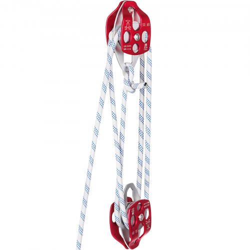 VEVOR Twin Sheave Block and Tackle 1/2" x 100Ft Twin Sheave Block with Braid Rope 30-35KN 6600-7705LBS Double Pulley Rigging